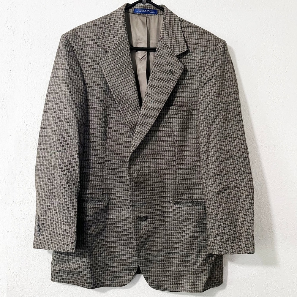 Vintage‎ Nordstrom Classic Collection Houndstooth Wool Sport Coat Blazer 40R